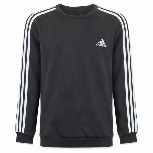 Front view of Adidas Men's Black L Crew Neck Pullover Sweatshirt