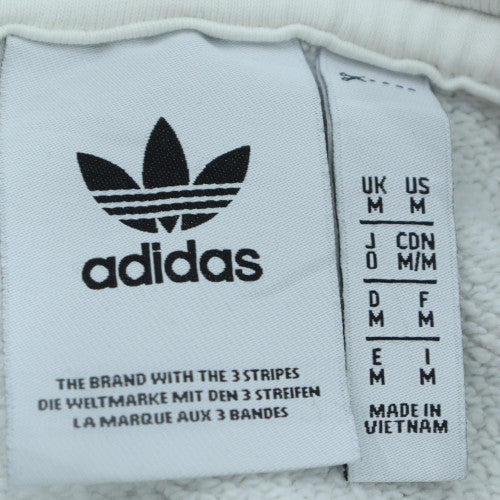 Adidas Men White Full Zip Hoodie Size M Sports Fleece Sweatshirt