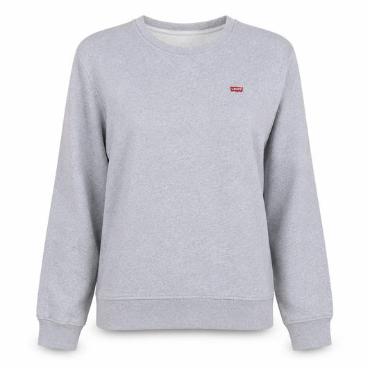 Front view of Levi's Women Grey Crew Neck Pullover Sweatshirt M Casual Cotton