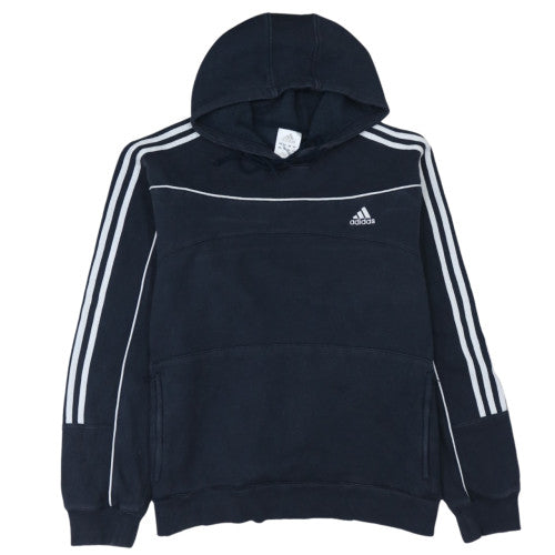 Adidas Men's Black XL Pullover Hoodie with Logo Stripes
