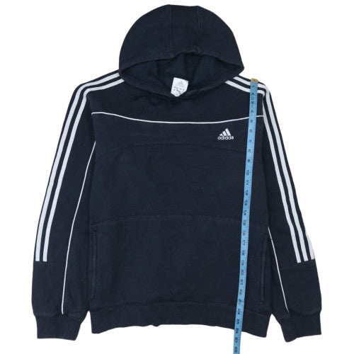 Adidas Men's Black XL Pullover Hoodie with Logo Stripes