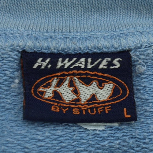 H. Waves Men's Blue Crew Neck Surf Graphic Sweatshirt L