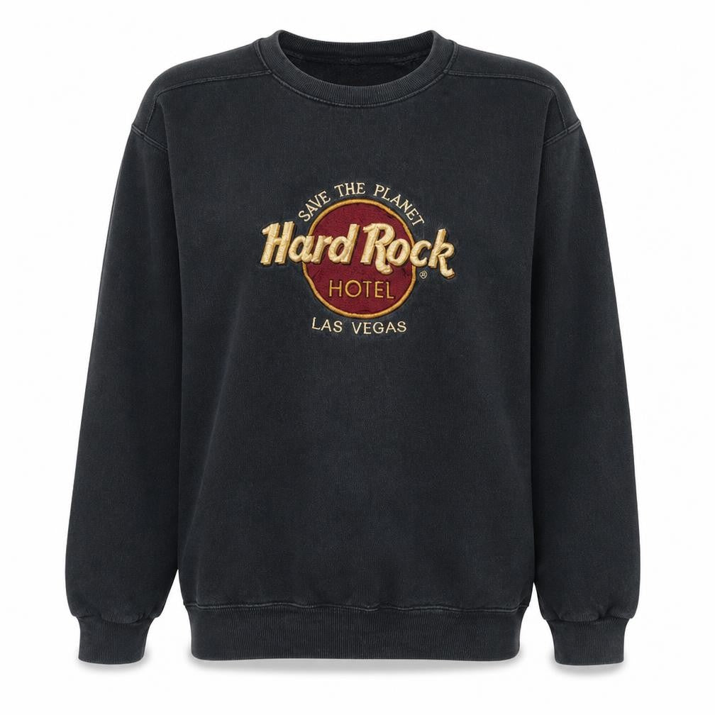 Front view of Hard Rock Hotel Las Vegas Black Women's Large Pullover Sweatshirt