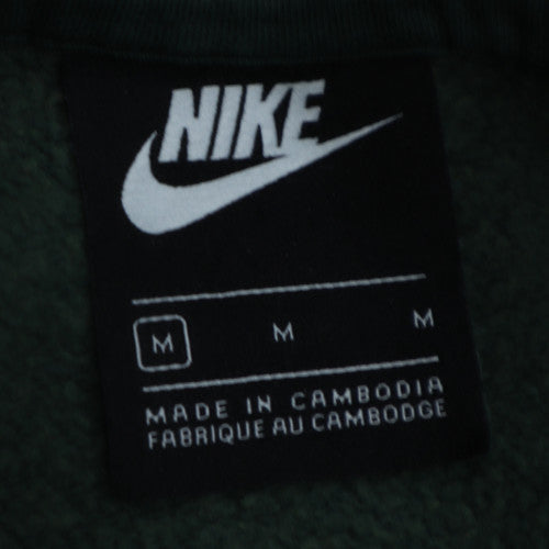 Nike Women Dark Green Pullover Hoodie M Cotton Blend Logo Design