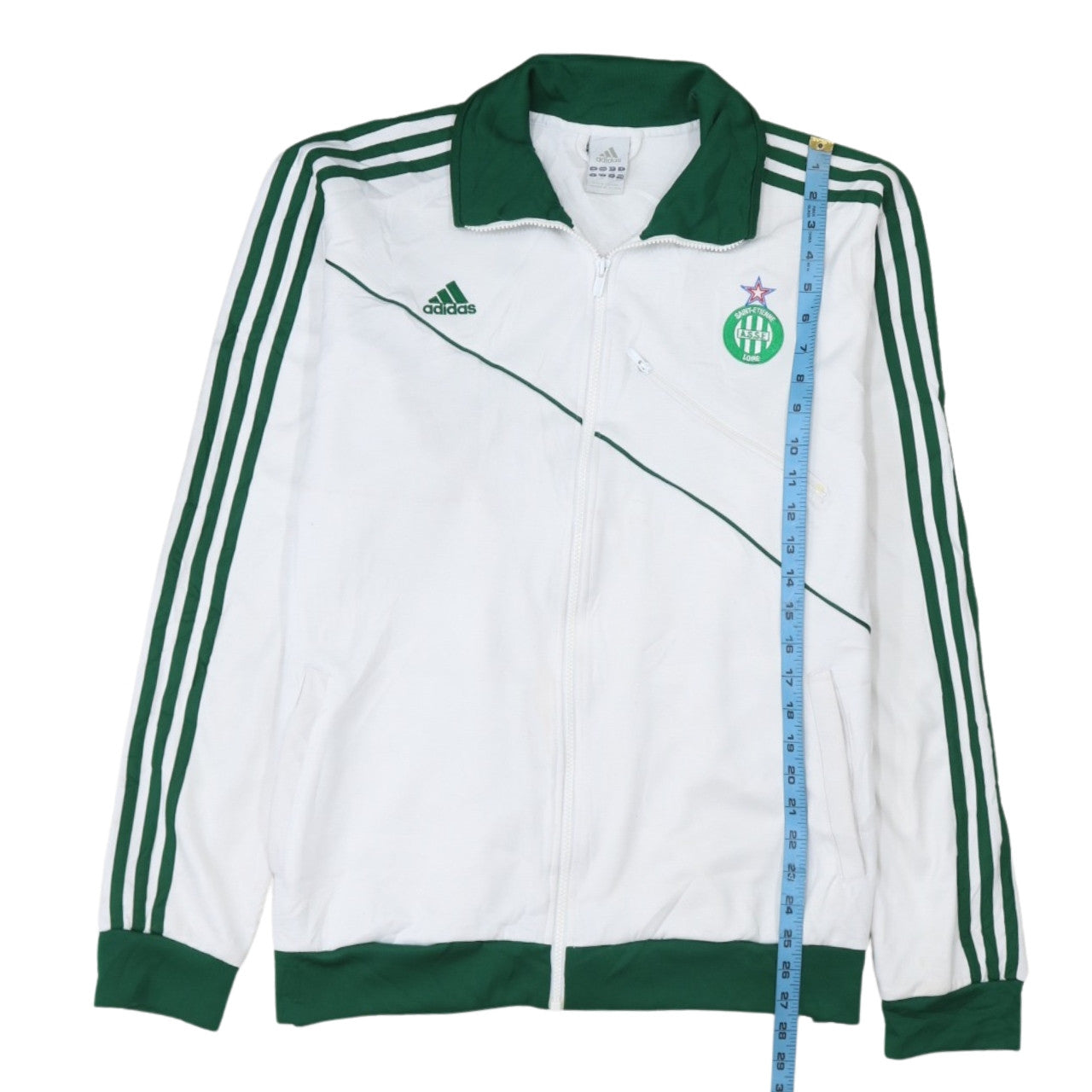 Adidas Men’s White Green XL Track Jacket Football Full Zip