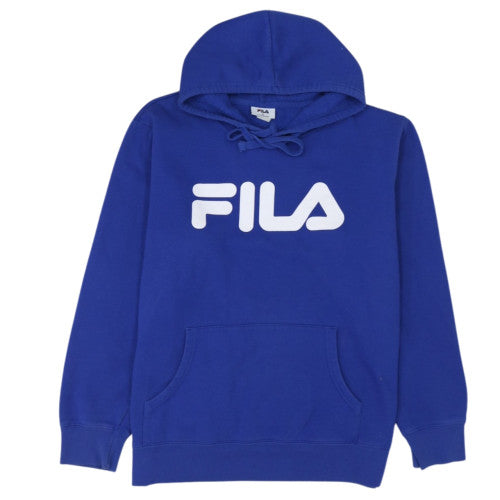 FILA Men's Blue XL Pullover Hoodie with Logo and Kangaroo Pocket