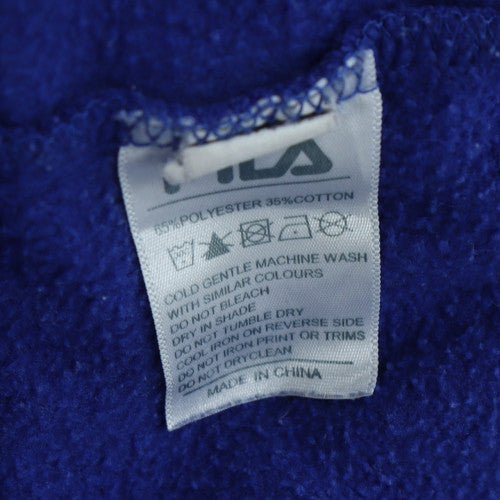 FILA Men's Blue XL Pullover Hoodie with Logo and Kangaroo Pocket