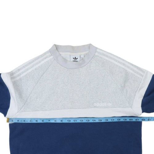 Adidas Men's Grey & Blue Crew Neck Pullover Sweatshirt M Classic Style