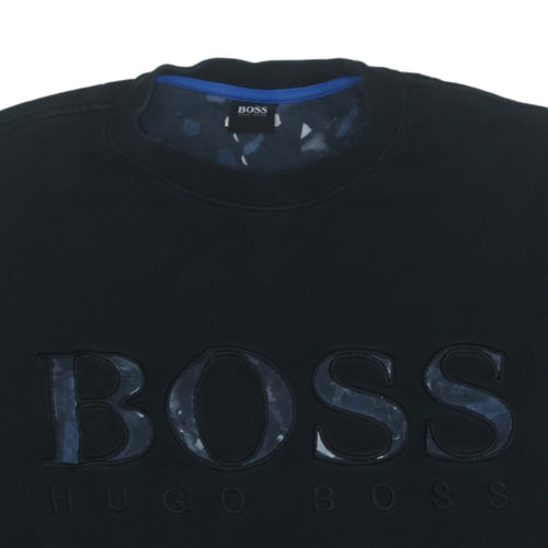 Hugo Boss Men's Black Logo Crew Neck Pullover Sweatshirt M