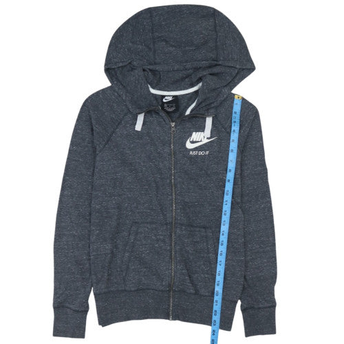 Nike Women's Dark Grey Full Zip Hoodie Medium Just Do It Logo