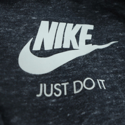 Nike Women's Dark Grey Full Zip Hoodie Medium Just Do It Logo