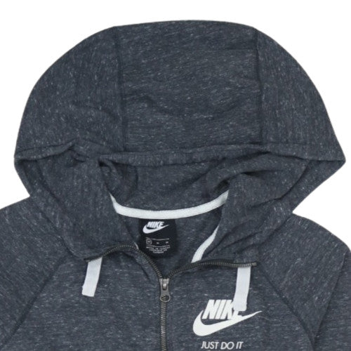 Nike Women's Dark Grey Full Zip Hoodie Medium Just Do It Logo