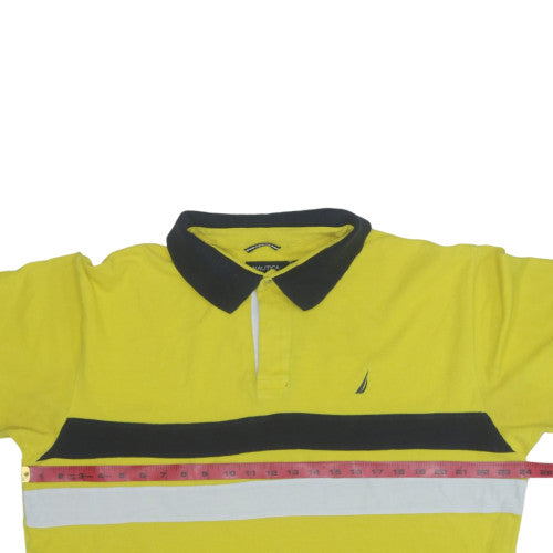 Nautica Men's Yellow Colourblock Cotton Polo Shirt XL
