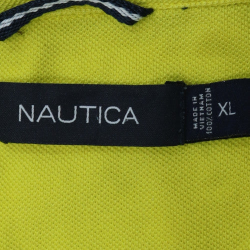 Nautica Men's Yellow Colourblock Cotton Polo Shirt XL