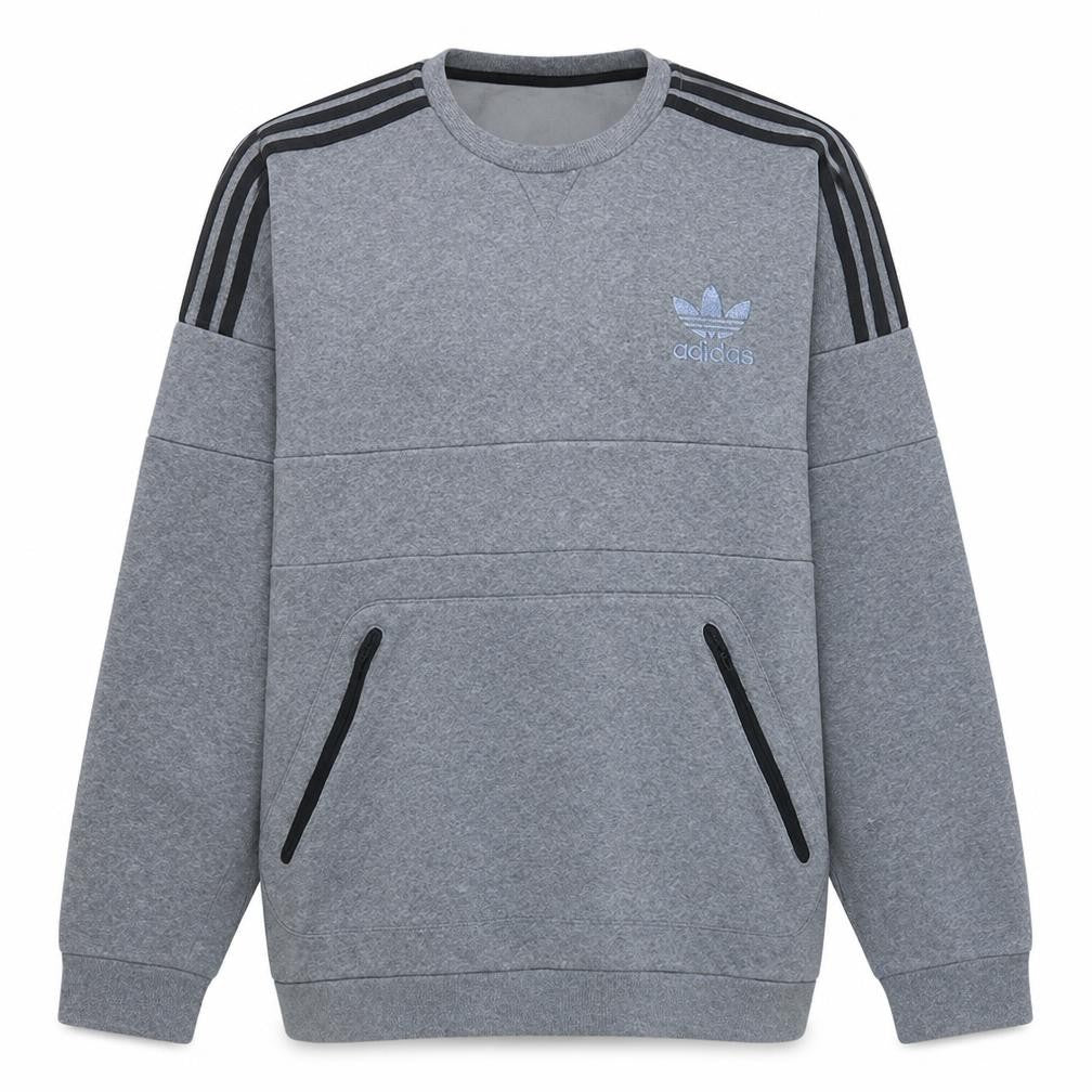 Front view of adidas Men's Grey Crew Neck Pullover Sweatshirt L Sports Style