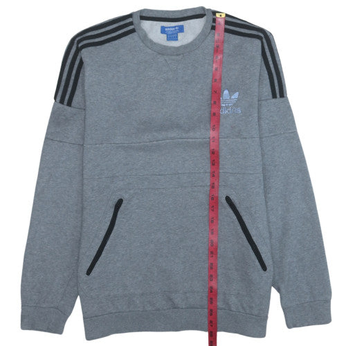 adidas Men's Grey Crew Neck Pullover Sweatshirt L Sports Style