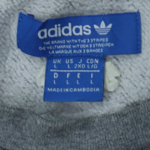 adidas Men's Grey Crew Neck Pullover Sweatshirt L Sports Style