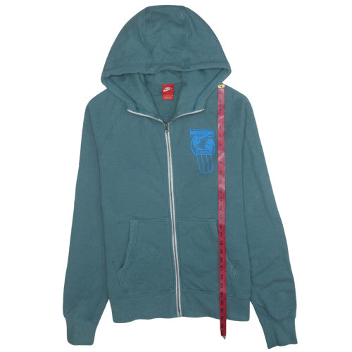 Nike Men's Green Full Zip Hoodie L Sports Graphic Cotton