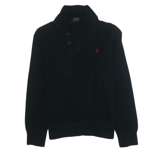 Polo Ralph Lauren Women's Black Henley Sweatshirt Size M Fleece