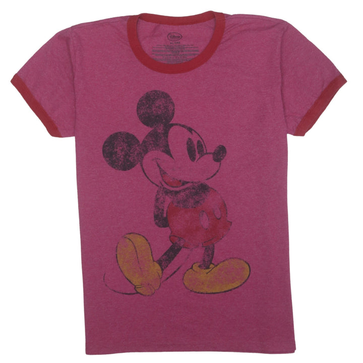 Disney Women’s Pink Mickey Mouse Ringer T-Shirt XL