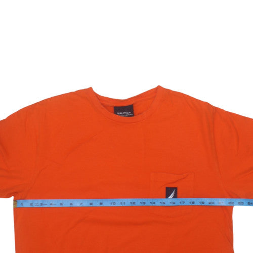 Nautica Men's Orange XL Crew Neck Cotton Nautical Logo T-Shirt