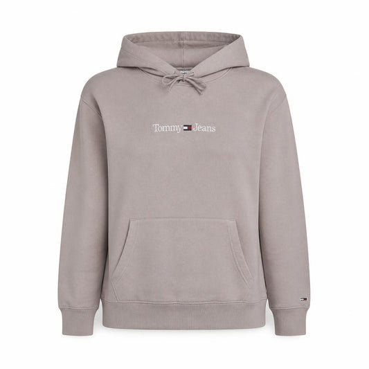 Front view of Tommy Jeans women’s beige hooded pullover sweatshirt xl