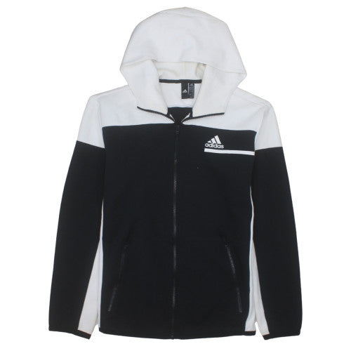Adidas Mens Black Full Zip Hoodie L Logo Sports Fleece Jacket