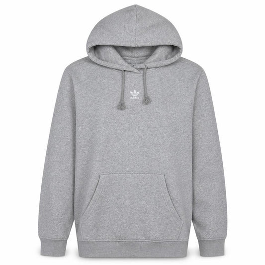 Front view of Adidas women’s grey pullover hoodie, size S, 8-10 hooded sweatshirt