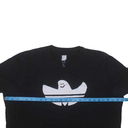 adidas Mens Black 2XL Funny Logo Crew Neck Short Sleeve T-Shirt