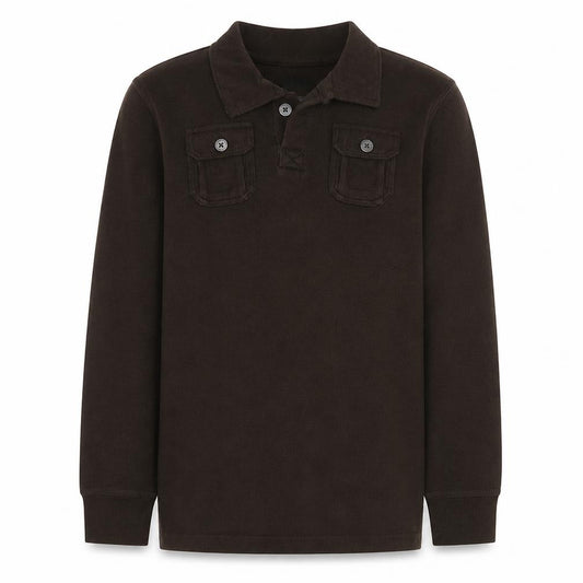 Nautica Boys Brown Cotton Blend Henley Jumper XL 18/20 Long Sleeve