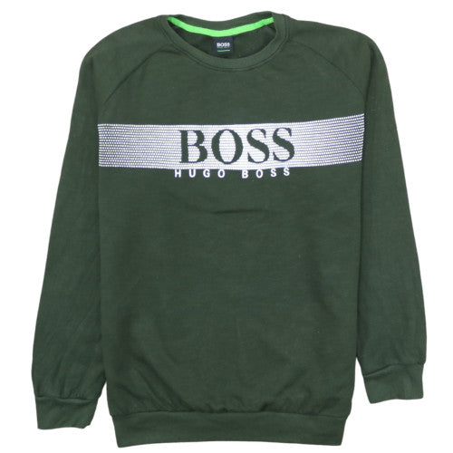 Hugo Boss Men's Green Crew Neck Pullover Sweatshirt L