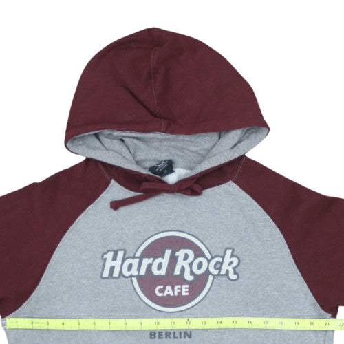 Hard Rock Cafe Berlin Womens Grey Burgundy Hoodie Size M Pullover