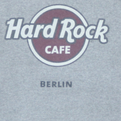 Hard Rock Cafe Berlin Womens Grey Burgundy Hoodie Size M Pullover