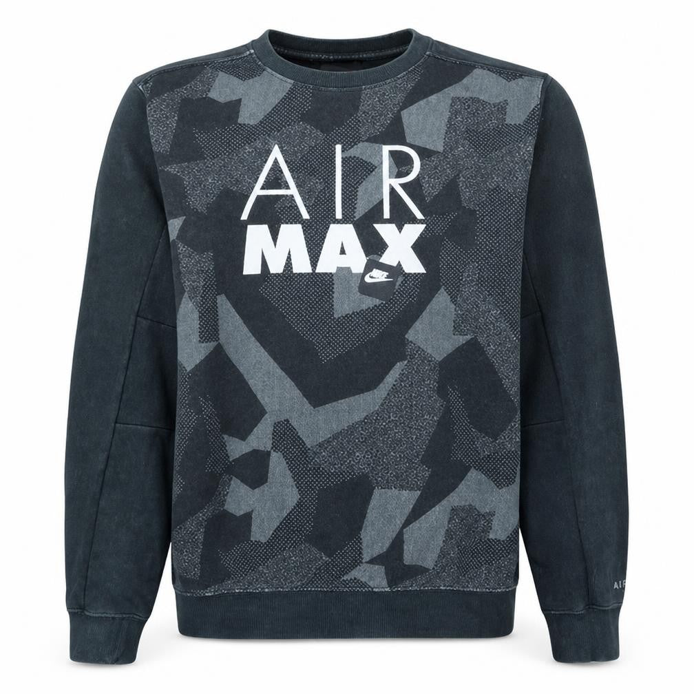 Front view of Nike Men's Black Air Max Crew Neck Sweatshirt, size M