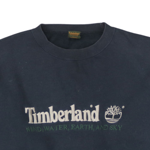 Timberland Womens Navy Blue XL Pullover Sweatshirt Logo Cotton Blend