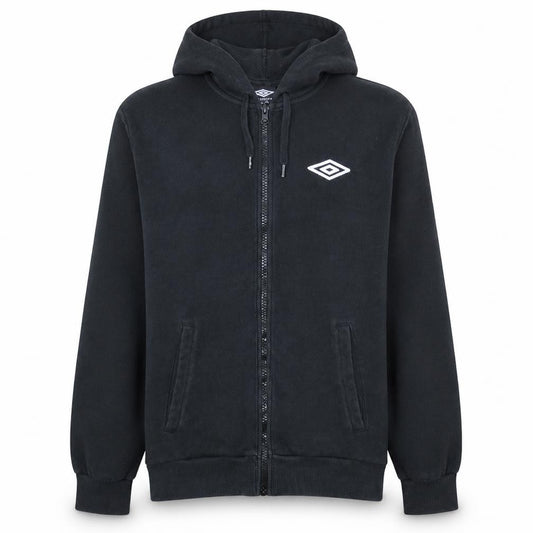 Front view of Umbro Men's Black XL Full Zip Hoodie Sweatshirt Fleece