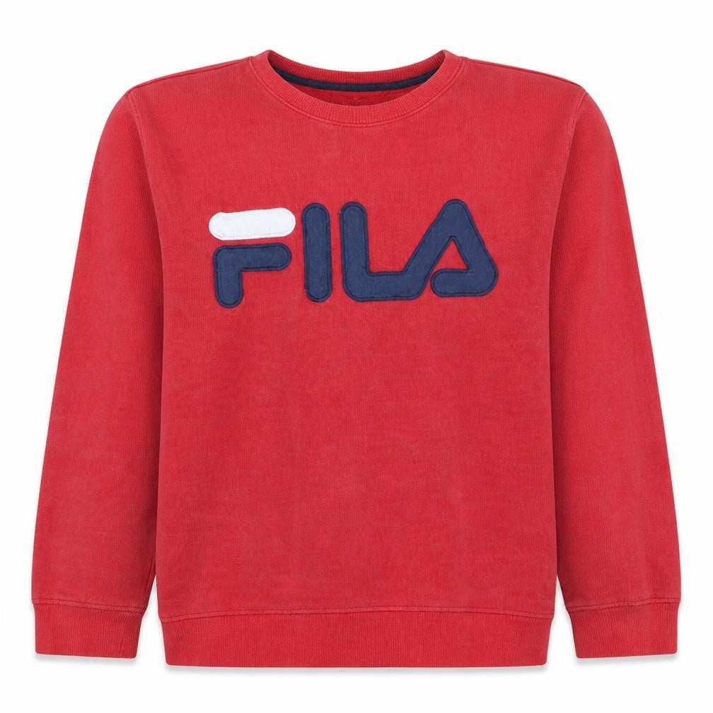 Front view of Fila Men's Red Crew Neck Pullover Sweatshirt, size S