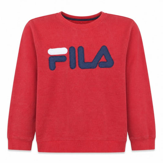 Front view of Fila Men's Red Crew Neck Pullover Sweatshirt, size S
