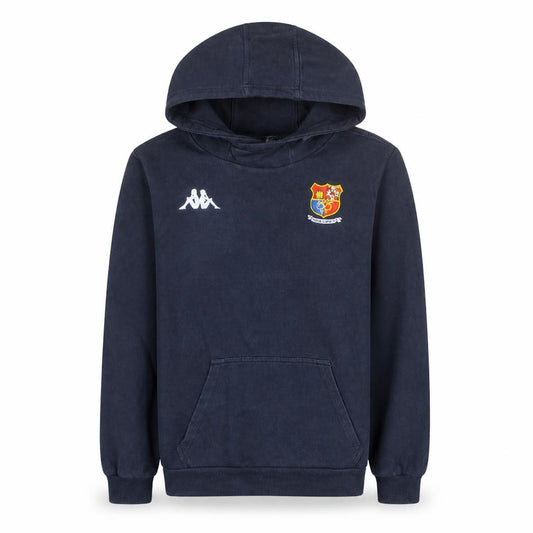 Front view of Kappa Men's Blue Pullover Hoodie Small Embroidered Logo Sportswear