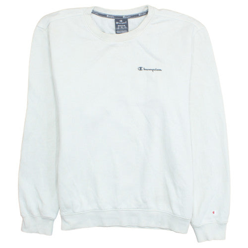 Champion Men's White Medium Pullover Sweatshirt Fleece Logo Crew Neck