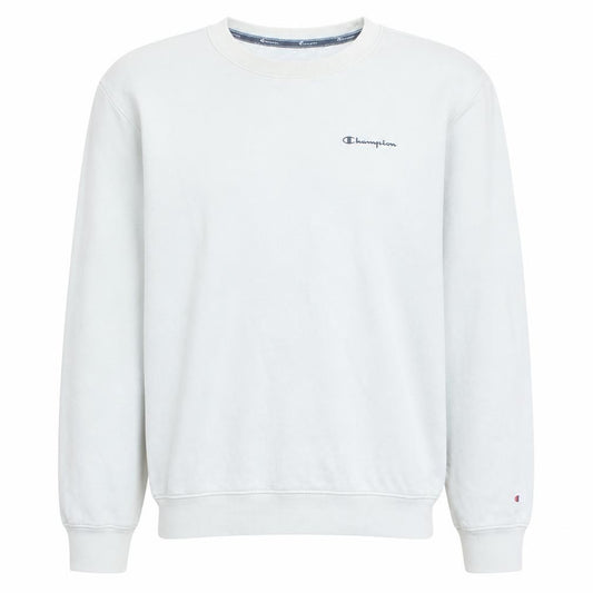 Front view of Champion Men's White Medium Pullover Sweatshirt Fleece Logo Crew Neck