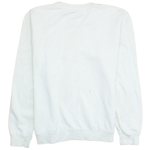 Champion Men's White Medium Pullover Sweatshirt Fleece Logo Crew Neck