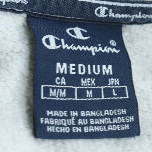 Champion Men's White Medium Pullover Sweatshirt Fleece Logo Crew Neck