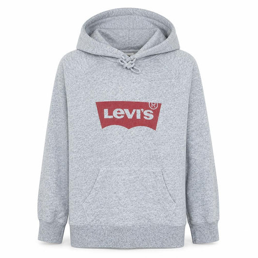 Front view of Levi's Women's Grey Pullover Hoodie Medium Cotton Blend Logo