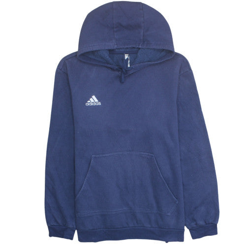 Adidas Men Blue XL Pullover Hoodie Fleece Sports Lined Sweatshirt
