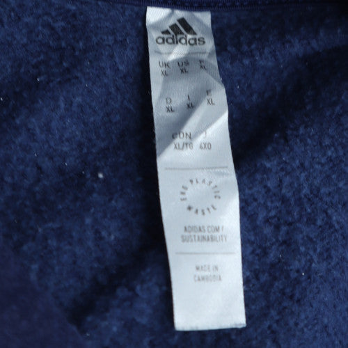 Adidas Men Blue XL Pullover Hoodie Fleece Sports Lined Sweatshirt