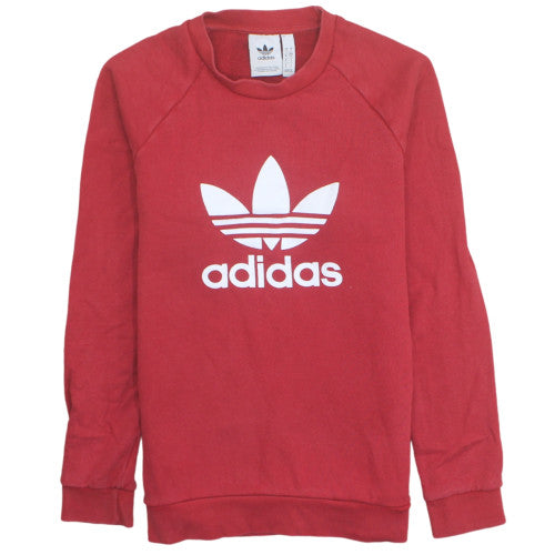 adidas Men's Red Crew Neck Logo Pullover Sweatshirt Size S
