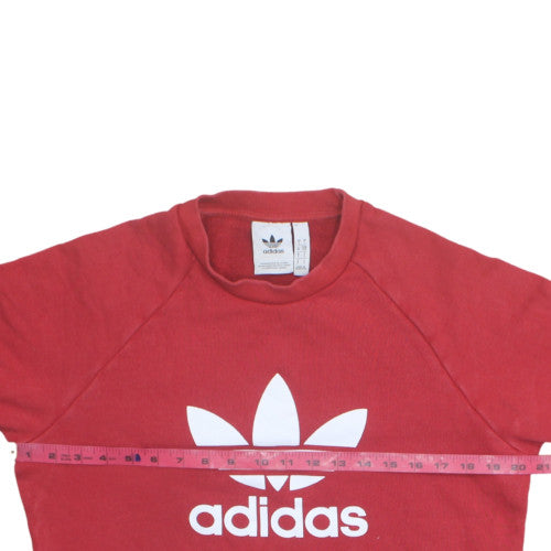 adidas Men's Red Crew Neck Logo Pullover Sweatshirt Size S