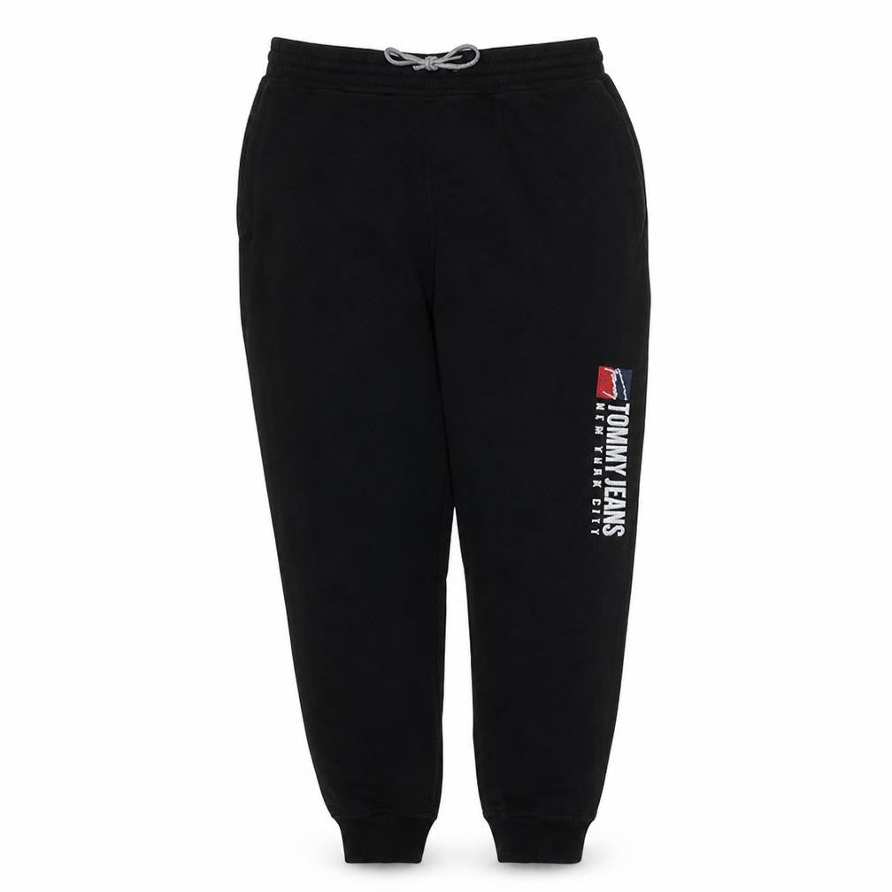 Tommy Jeans Men's Black Sweatpants L Logo Cuffed Tapered Fit