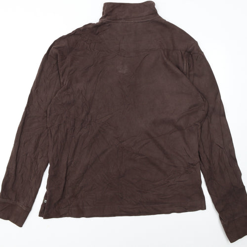 Timberland Men Brown XL 1/4 Zip Cotton Sweatshirt Regular Fit